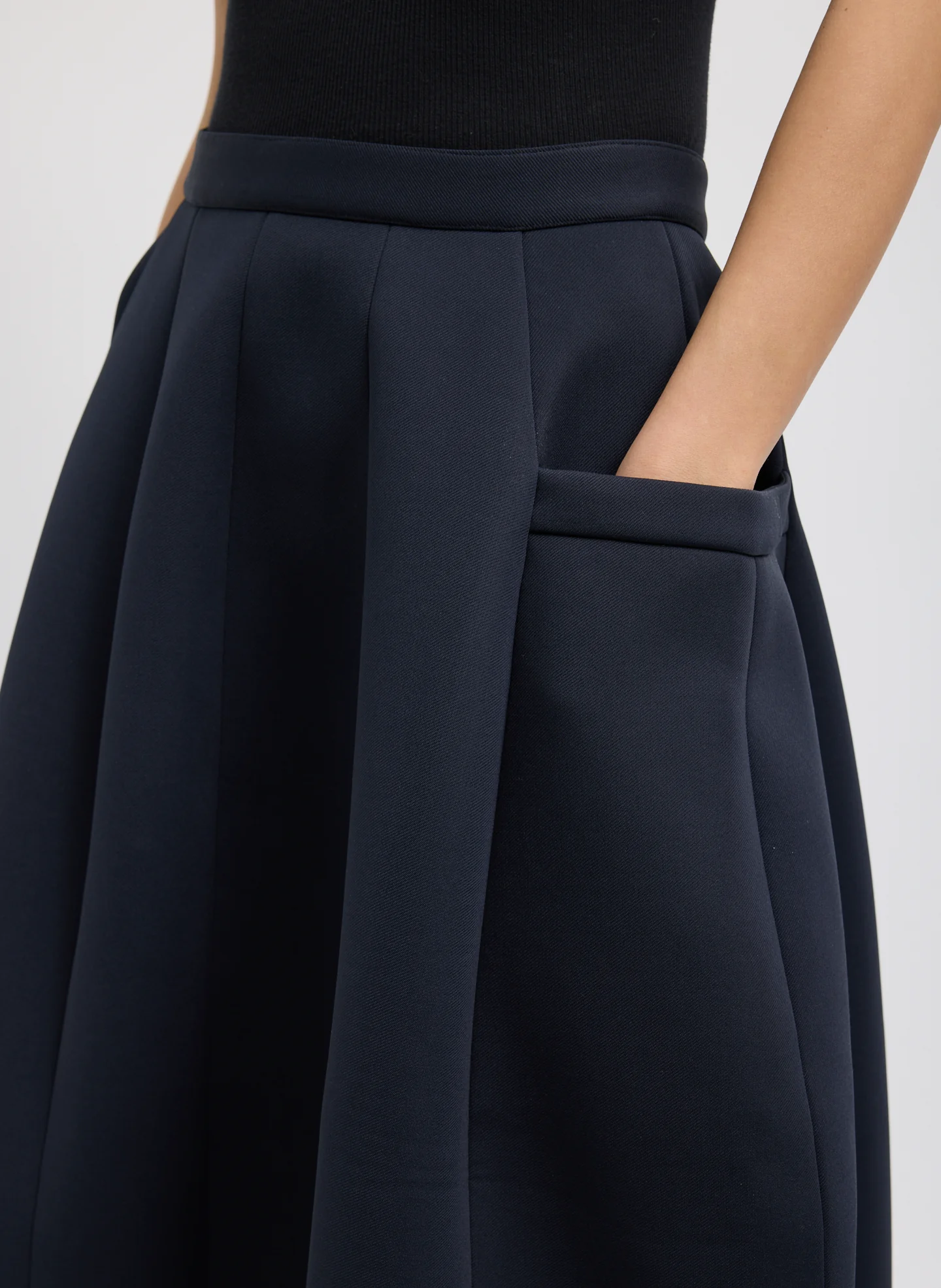 Bonded Twill Sculpted Skirt with Removeable Beaded Detail - Image 3