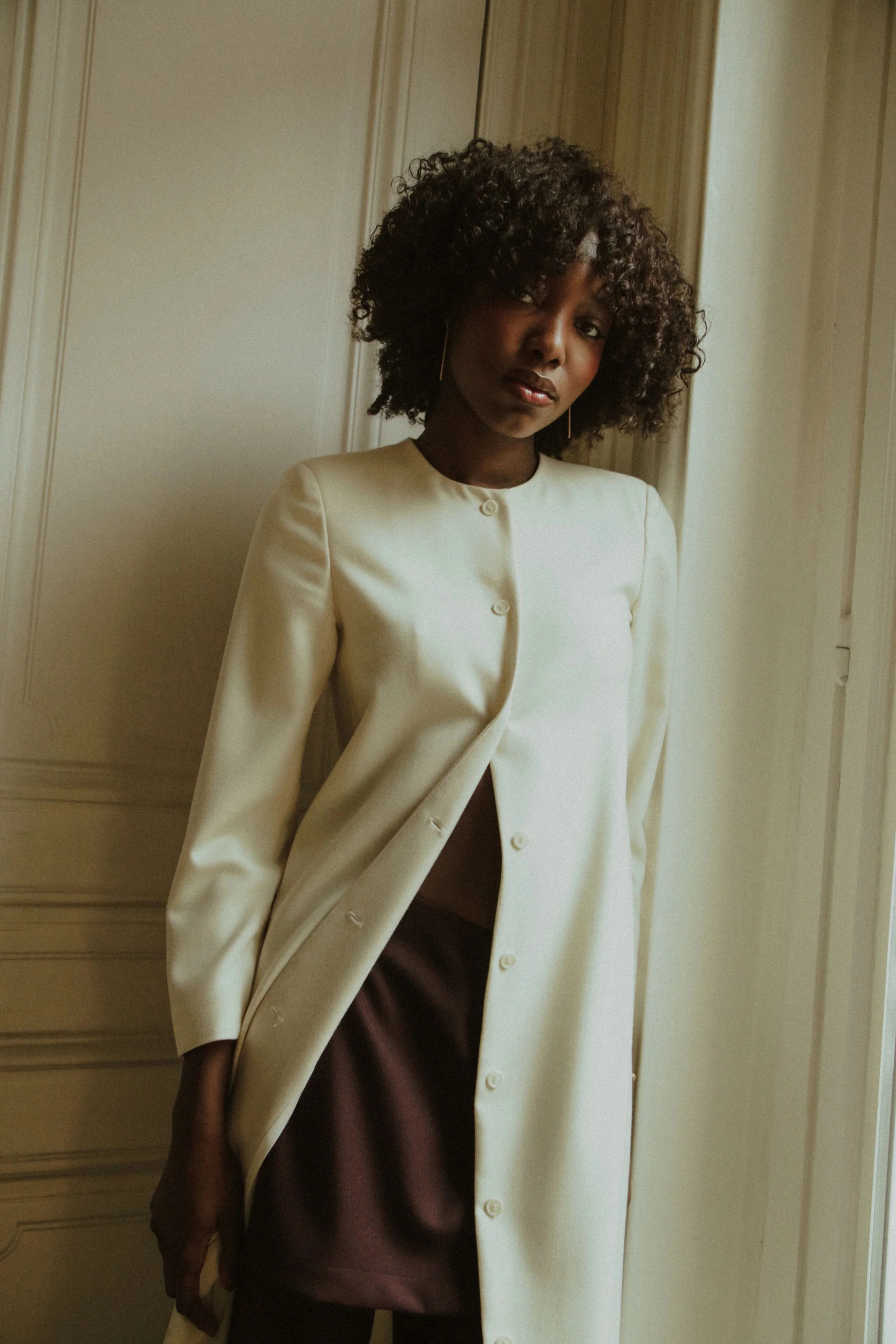 Crepe Long Cardigan Coat - Image 4